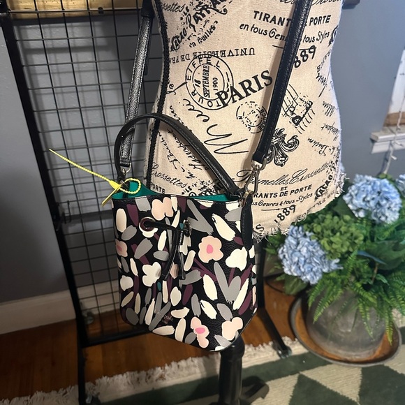 Kate Spade Eva Fete Black and Pink Floral Crossbody Bag - Picture 5 of 5